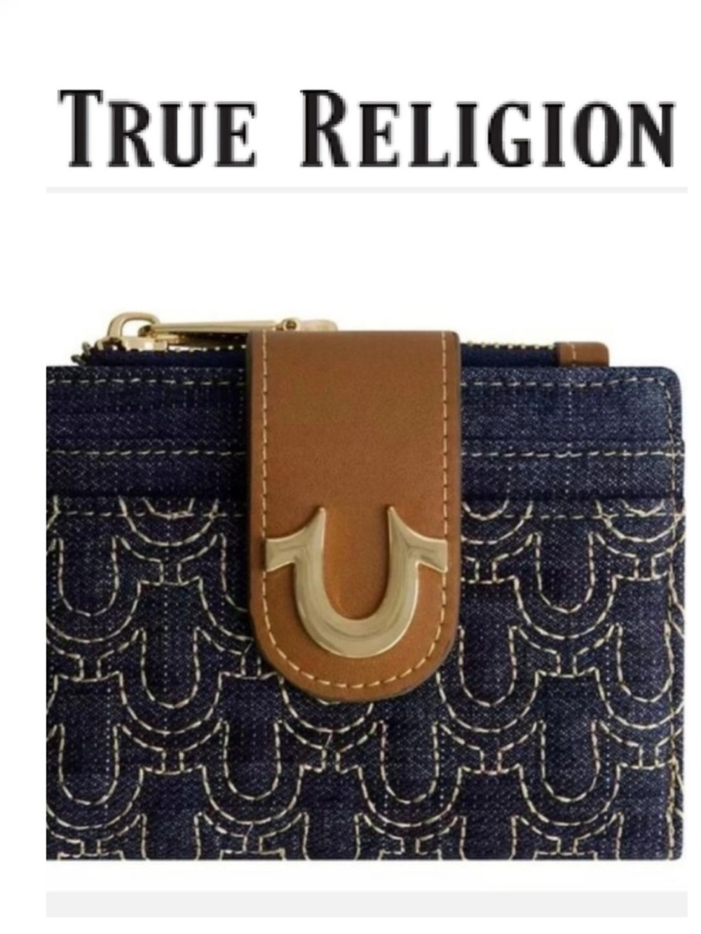 True Religion Denim Blue Card Holder Wallet NWT